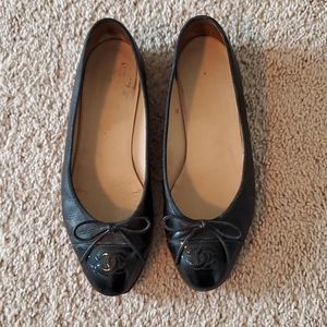 Vintage Chanel Black Ballet Flats Size 7